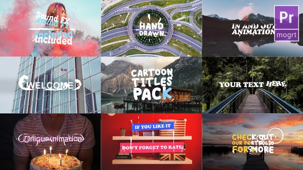 Download Cartoon Titles Pack | Premiere Pro MOGRT » Free After Effects Template